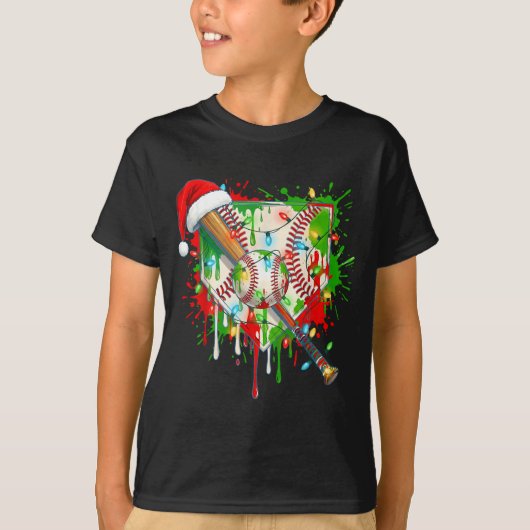 Santa Srts Ice Baseball Christmas Xmas Pajama Kid Tシャツ (正面)