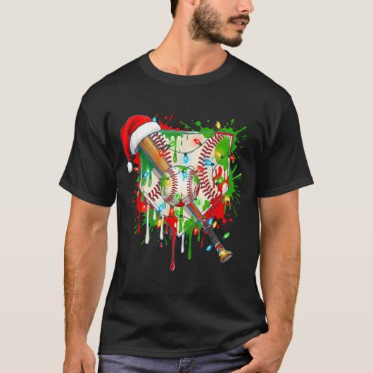 Santa Srts Ice Baseball Christmas Xmas Pajama Kid  Tシャツ (正面)