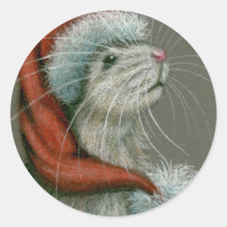 Santa St Nick Hat Christmas Stickersのネズミ ラウンドシール