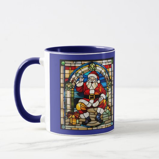 Santa Stained Glass Christmas マグカップ (左)