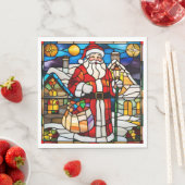 Santa Stained Glass Christmas Napkin スタンダードランチョンナプキン (インサイチュ)
