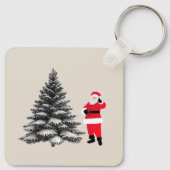 Santa standing near pine tree キーホルダー (裏面)