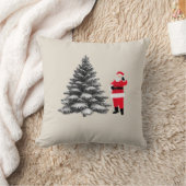 Santa standing near pine tree クッション (ブランケット)
