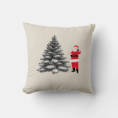 Santa standing near pine tree クッション (正面)