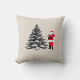 Santa standing near pine tree クッション