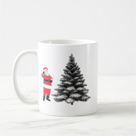 Santa standing near pine tree コーヒーマグカップ