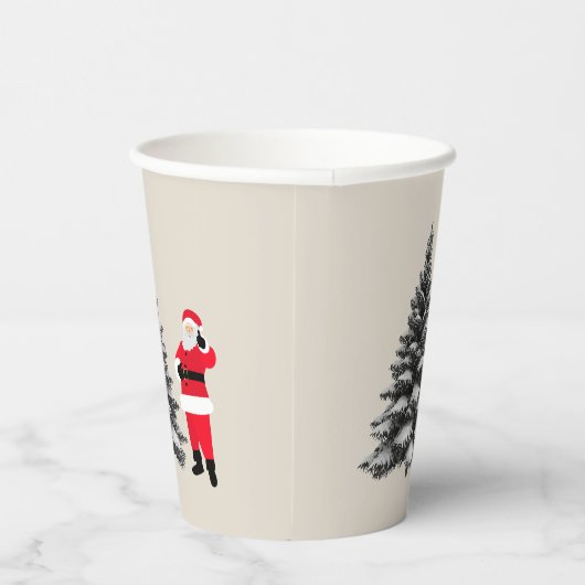 Santa standing near pine tree 紙コップ (右)