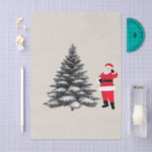 Santa standing near pine tree 薄葉紙 (クラフト)
