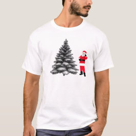 Santa standing near pine tree tシャツ