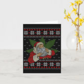 Santa Stoner Smoking Weed Humor Ugly Christmas カード (黄色い花)