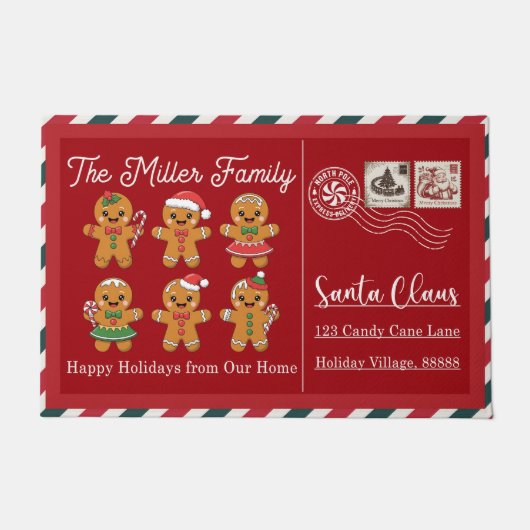 Santa Stop Here Christmas Doormat – Funny Festive  ドアマット (正面)