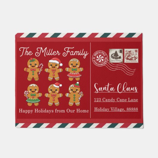 Santa Stop Here Christmas Doormat – Funny Festive  ドアマット (正面)