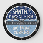 Santa Stop Here Cookies ラージ壁時計 (正面)