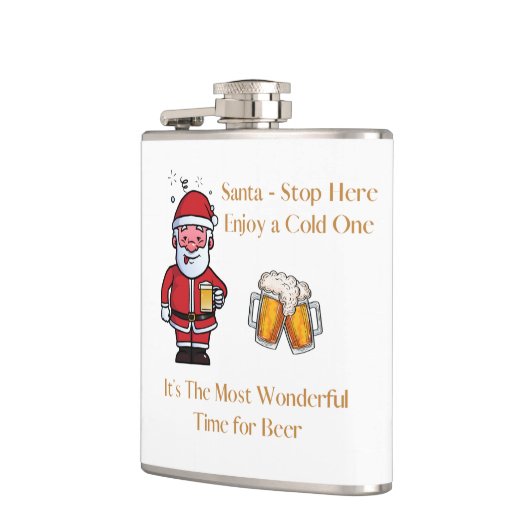 Santa - Stop Here, Enjoy a Cold One on a  フラスク (左)