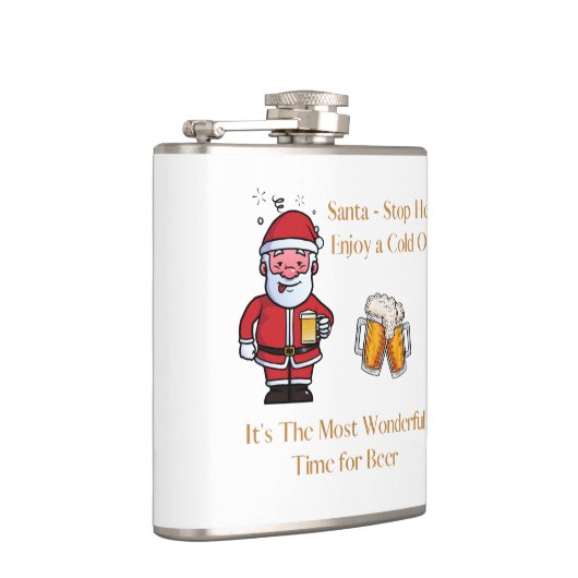 Santa - Stop Here, Enjoy a Cold One on a  フラスク (右)