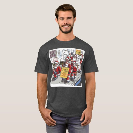 Santa Strike men charcoal T-shirt Tシャツ (正面フル)