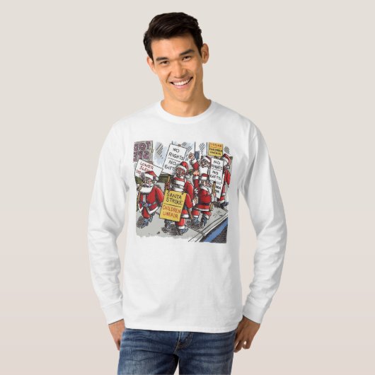 Santa Strike men white long sleeve shirt Tシャツ (正面フル)