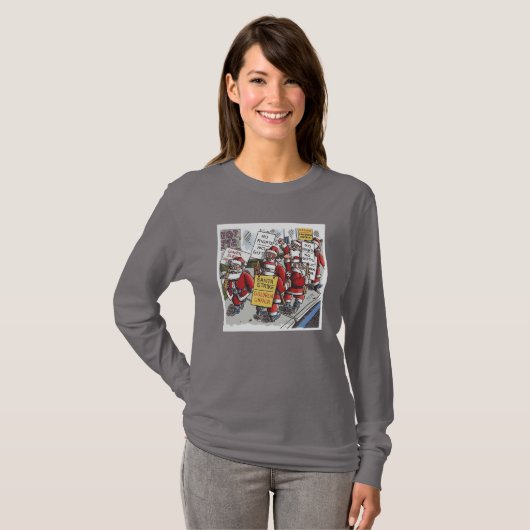 Santa Strike women vivid gray long sleeve T-shirt Tシャツ (正面フル)