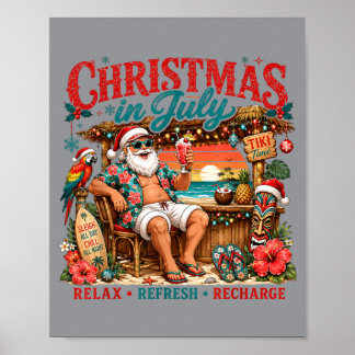 Santa Summer Holiday Relax Refresh Recharge Mom ポスター