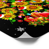 Santa Sunflower Christmas Tree Xmas Lights Santa S ポスター (角)