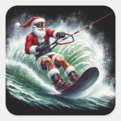 Santa Surfing at Sunset スクエアシール (正面)