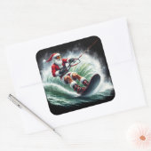 Santa Surfing at Sunset スクエアシール (封筒)