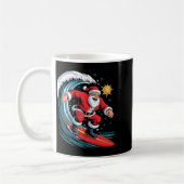 Santa Surfing Funny Surfer Holiday Christmas Xmas コーヒーマグカップ (左)