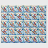 Santa surfing on big wave ラッピングペーパー (フラット)