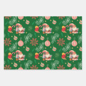 Santa & Sweet Holiday Pattern Gift Wrap Set ラッピングペーパーシート (正面3)