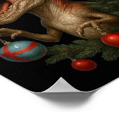 Santa T-rex Christmas Funny Dinosaur Holiday  ポスター (角)