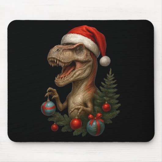 Santa T-rex Christmas Funny Dinosaur Holiday  マウスパッド (正面)