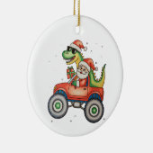 Santa T Rex Dinosaur Monster Truck Christmas Xmas セラミックオーナメント (右)