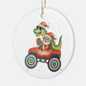 Santa T Rex Dinosaur Monster Truck Christmas Xmas セラミックオーナメント (左)