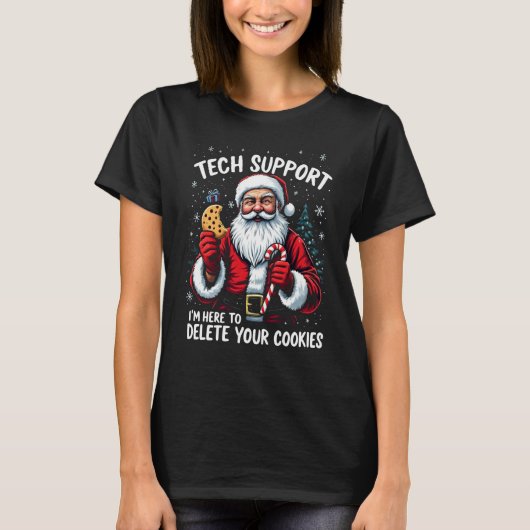 Santa TechサポートクリスマスユーモアTシャツ Tシャツ (正面)