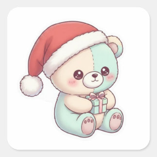 Santa Teddy bear  スクエアシール