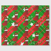 Santa Teddy bear in Christmas stocking ラッピングペーパー (フラット)