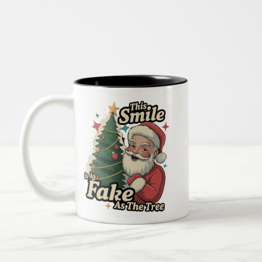 Santa This Smile Is As Fake As The Tree Family  ツートーンマグカップ (左)