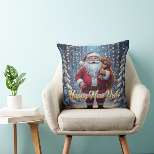 Santa Throw Pillow | Happy New Year Magical Christ クッション (椅子)