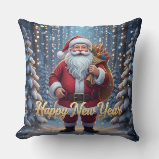 Santa Throw Pillow | Happy New Year Magical Christ クッション (正面)
