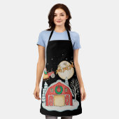 Santa Tractor Farm Farmer Christmas Farming Xmas エプロン (着用した状態)