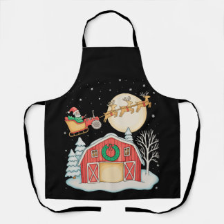 Santa Tractor Farm Farmer Christmas Farming Xmas エプロン