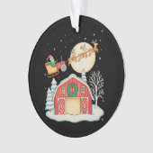 Santa Tractor Farm Farmer Christmas Farming Xmas オーナメント (正面)