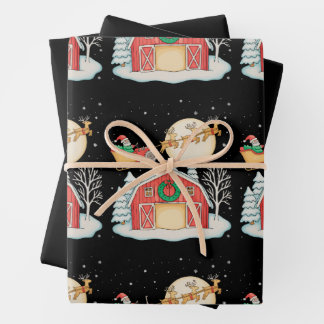 Santa Tractor Farm Farmer Christmas Farming Xmas ラッピングペーパーシート