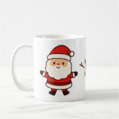 Santa, Tree & Snowman Christmas Mug コーヒーマグカップ (左)