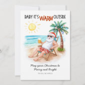 Santa Tropical Beach Vacation Christmas シーズンカード (正面)