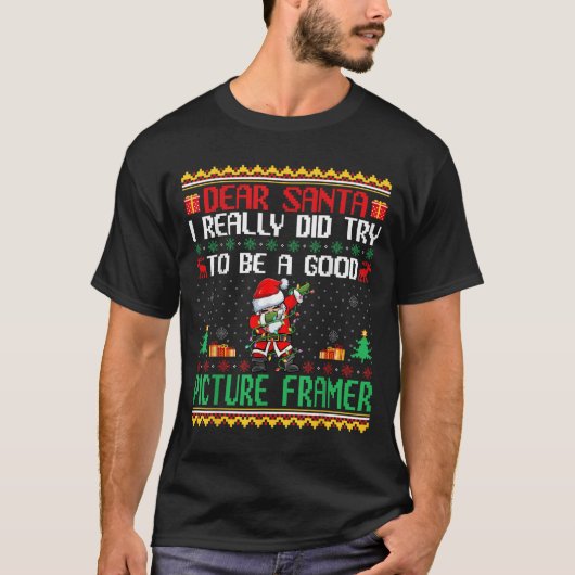 Santa Try To Be A Good Picture Framer - Funny Chri Tシャツ (正面)