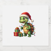 Santa Turtle Christmas Ugly Sweater Funny Holiday  スパークリングワインラベル (シングルラベル)