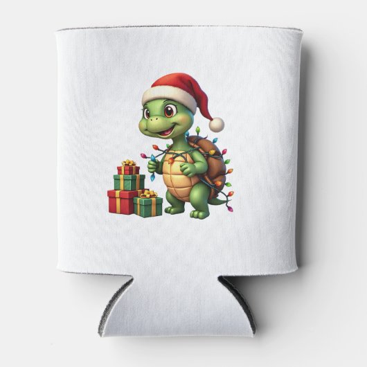 Santa Turtle Christmas Ugly Sweater Funny Holiday  缶クーラー (正面)