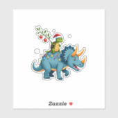 Santa Turtle Riding T-Rex Reindeer Christmas Light シール (シート)