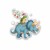 Santa Turtle Riding T-Rex Reindeer Christmas Light シール (正面)